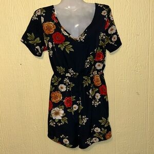 Floral Black Romper